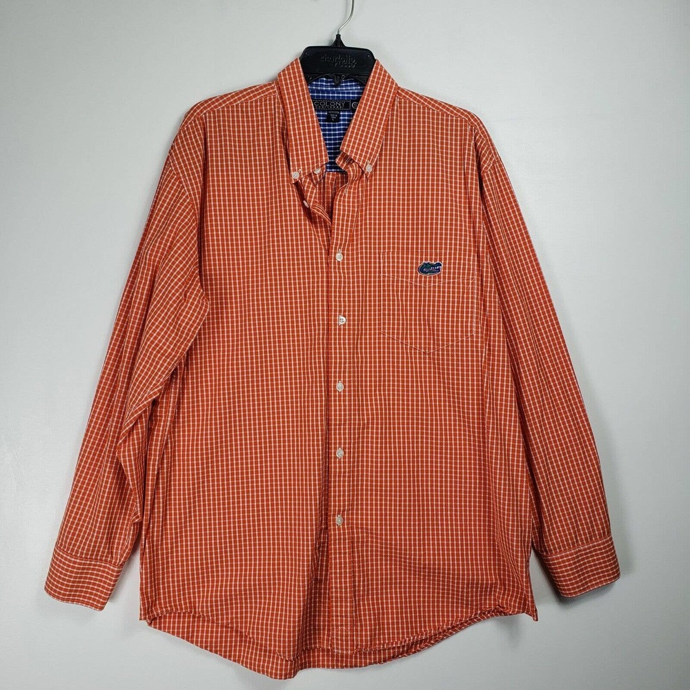 Colony Sportswear Button Down Shirt Mens Size L Orange Florida Gators University